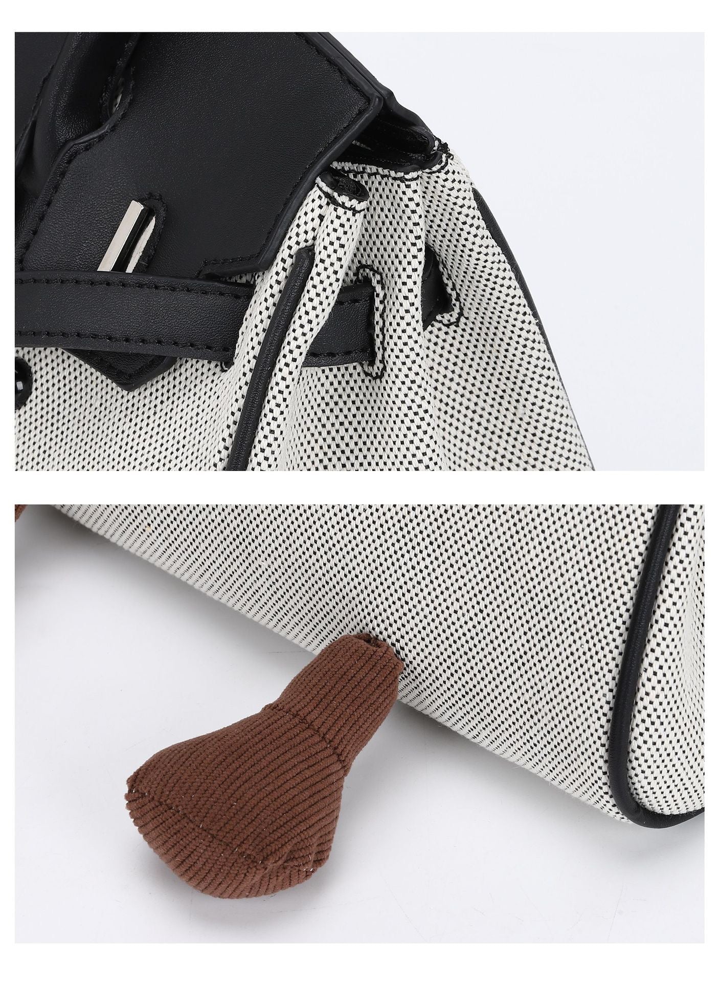 Pomo Pals Canvas Companion Bag — Black, fabric and foot detail