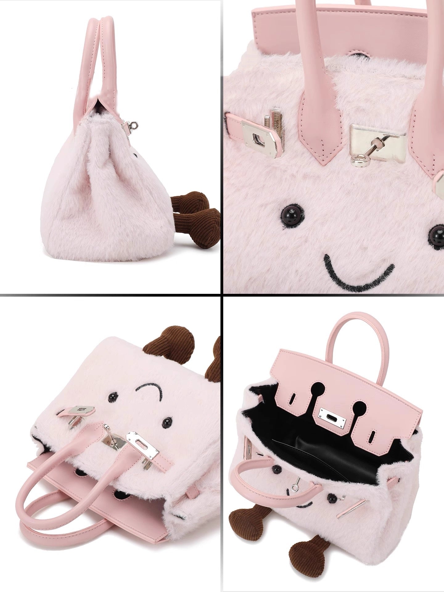 Pomo Pals Fluffy Companion Bag — Blush, detail views