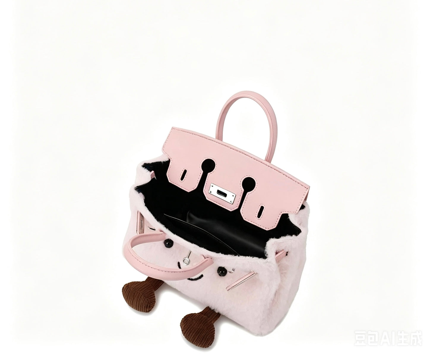 Pomo Pals Fluffy Companion Bag — Blush, interior view
